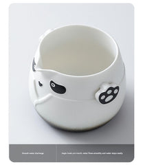 Adorable Panda Design Ceramic Tea Infuser Mug Set - 310ml Travel Crackle Glaze Cup with Lid & Strainer(black)