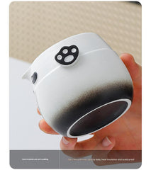 Adorable Panda Design Ceramic Tea Infuser Mug Set - 310ml Travel Crackle Glaze Cup with Lid & Strainer(black)