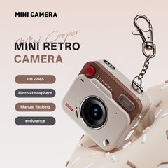Mini Retro Keychain Camera - 48MP Photos, 1080P HD Video with Built-in Filters & Flash(Khaki Brown)