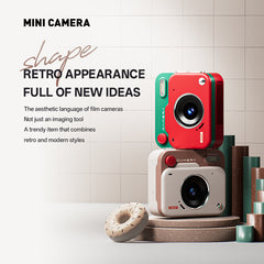 Mini Retro Keychain Camera - 48MP Photos, 1080P HD Video with Built-in Filters & Flash(Khaki Brown)