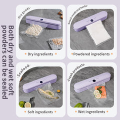 Wireless Portable Vacuum Sealing Machine - Automatic Food Sealer with LCD Display & Dual Modes(Purple)