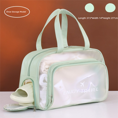 Green Waterproof Wet Dry Separation Travel Bag - Gym, Beach, Swim, Sports Tote with Shoe Compartment(Filming props are not included)