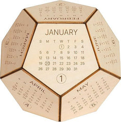 Unique Geometric Wooden Perpetual Desk Calendar - Manual DIY Block Calendar for Home & Office