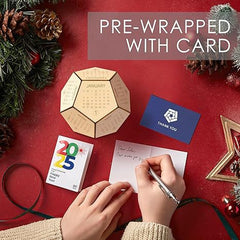 Unique Geometric Wooden Perpetual Desk Calendar - Manual DIY Block Calendar for Home & Office