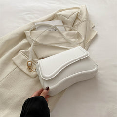 White Minimalist Chic Shoulder Bag - Simple Crossbody Handbag for Women (24.5x6x16.5 cm, 0.3KG)