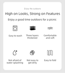 Blue Striped Foldable Waterproof & Moisture-Proof Picnic Blanket 150x100CM - 600D Three-Layer Composite Oxford Extra Large Mat for Beach & Camping