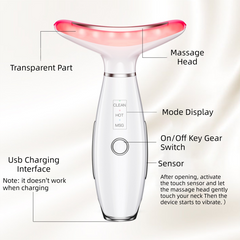 White Color Light Therapy Beauty Tool and Neck Massager -  Essence Infusion Device for Lifting, Firming, Hydration & Skin Rejuvenation