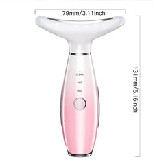 Pink Color Light Therapy Beauty Tool and Neck Massager -  Essence Infusion Device for Lifting, Firming, Hydration & Skin Rejuvenation
